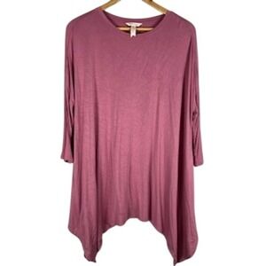 Matilda Jane Women's Pink Tunic‎ Top Asymmetrical Hem Dolman Sleeve M